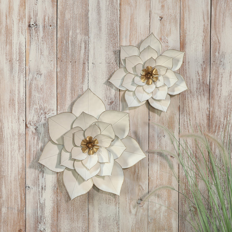Décoration murale florale en métal avec motif de pétales superposés, décoration murale moderne glamour pour l'intérieur