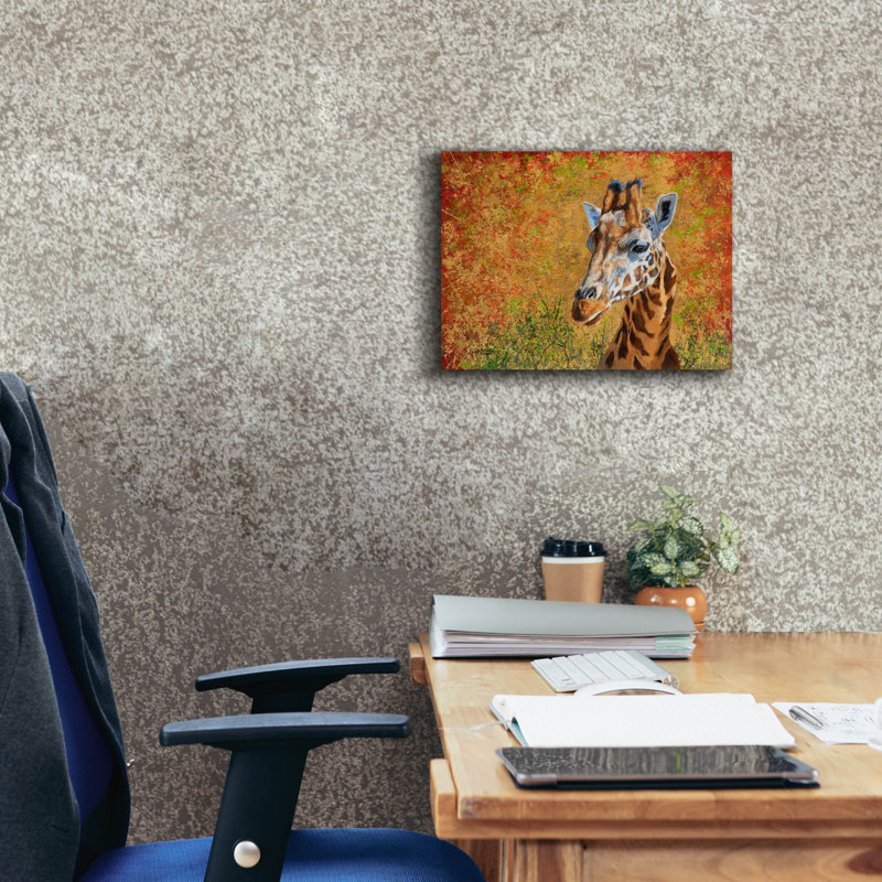 «Epic Graffiti 'Giraffe In Gold» par David Stribble, art mural sur toile, H 12 po x l 16 po x P 0,75 po