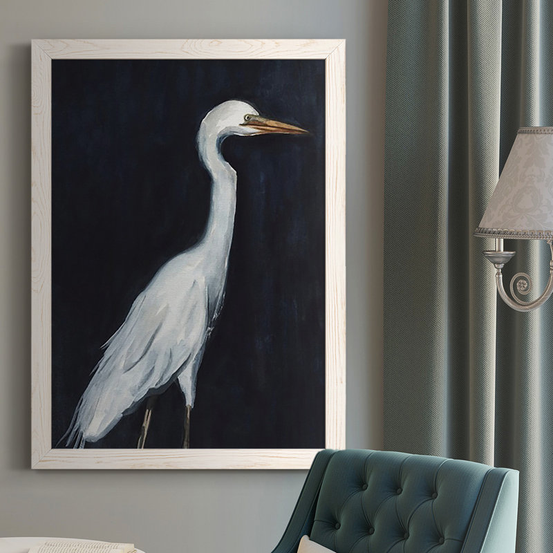 Baylor Calm Great Egret II, reproduction d'art sur toile, Cadre blanc, H 37,5 po x l 27,5 po x P 1 po
