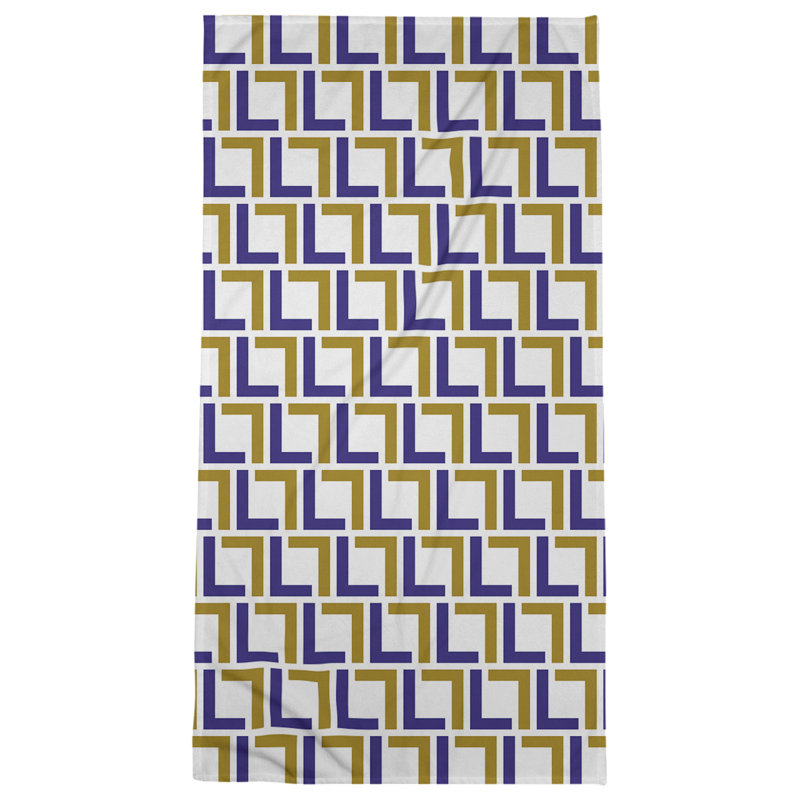 Bath Towel, White/Purple/Metallic Gold