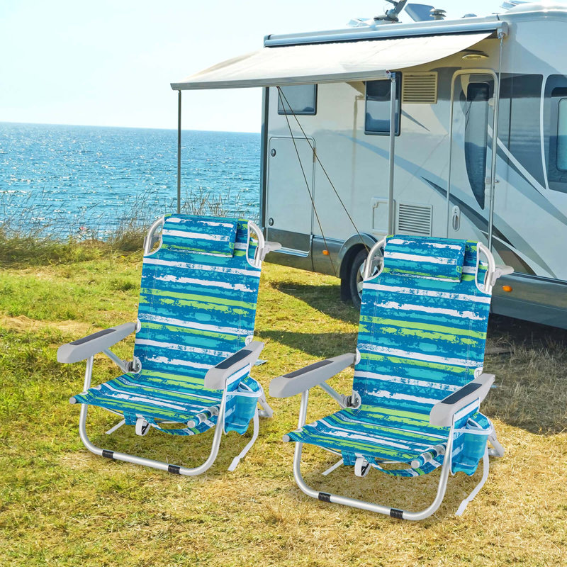 Chaise de plage pliante en aluminium pour adulte Goplus avec sac de rangement