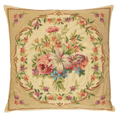 Aubusson Bouquet Tapestry Cushion with Feather Filler 