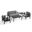Ensemble de patio d'extérieur pour quatre personnes en teck avec coussins et deux tables Junco-19116778-19116779