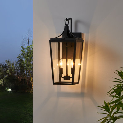 2 Light 20.1” Black Outdoor Wall Lantern Sconce