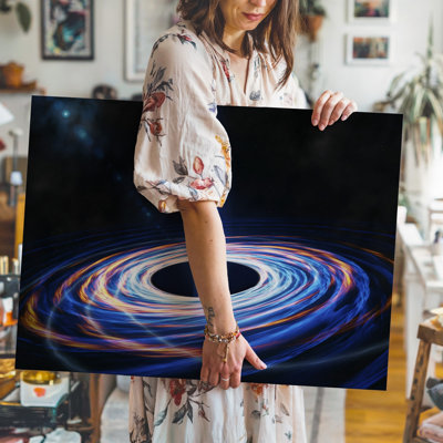 Canvas At The Heart Of The Scene A Massive Black Hole Wall Art Dominates Its Ominous Presence Emphasized By A Swirling Accretion Disk Canvas Wall Art