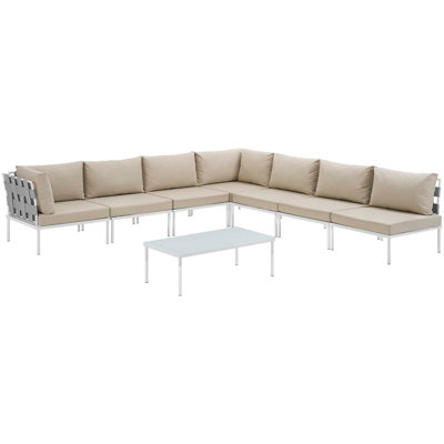 Harmony 8-piece Outdoor Patio Aluminum Sectional Sofa Set
