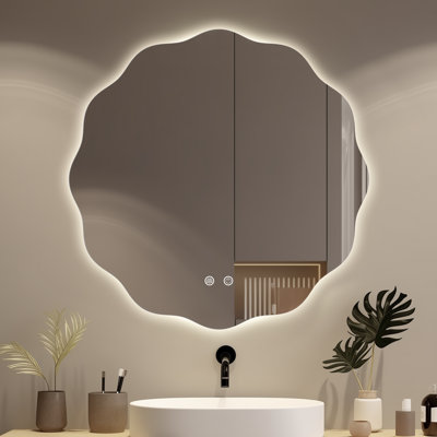 LED Bathroom Round Mirror with Light – Anti-Fog and Adjustable Color Lighting