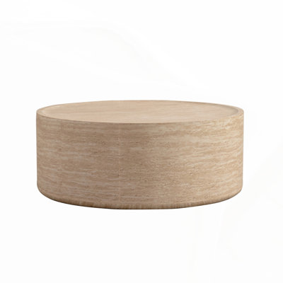 31.5'' Round Coffee Table with Mars Pattern for Living Room, Modern Drum Circle Coffee Table for Living Room, No Need Assembly (Mars Pattern)