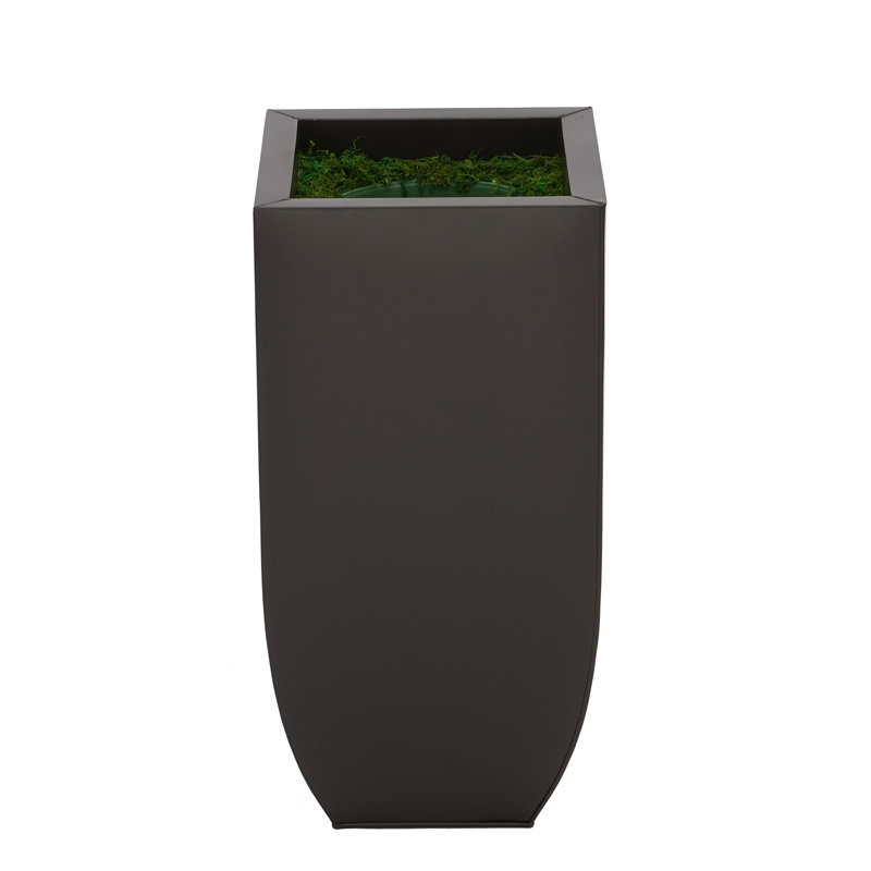 Ashana Metal Pot Planter, Matte Brown