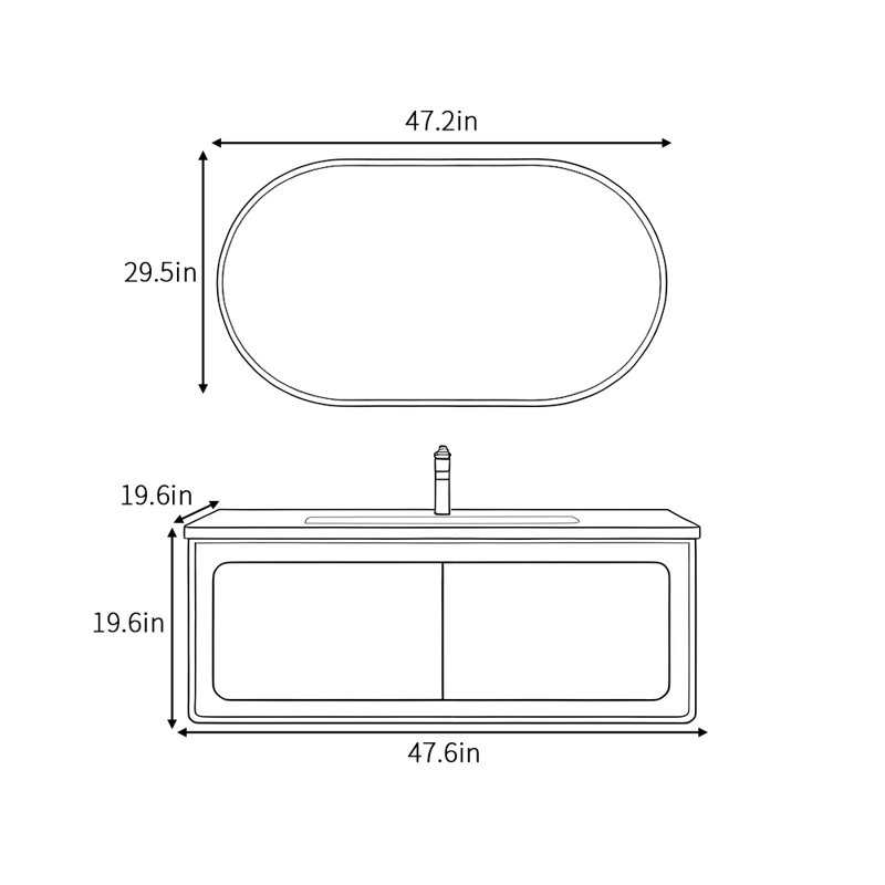 Armoire de salle de bain minimaliste de style crème moderne, Noir, noir, noir, noir