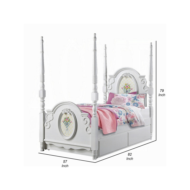 Lit princesse Auri 4, tête de lit Classic Arch, blanc, Double