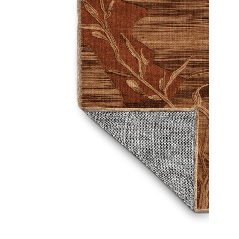 Tapis brun lavable à la machine, Carré 5 pi