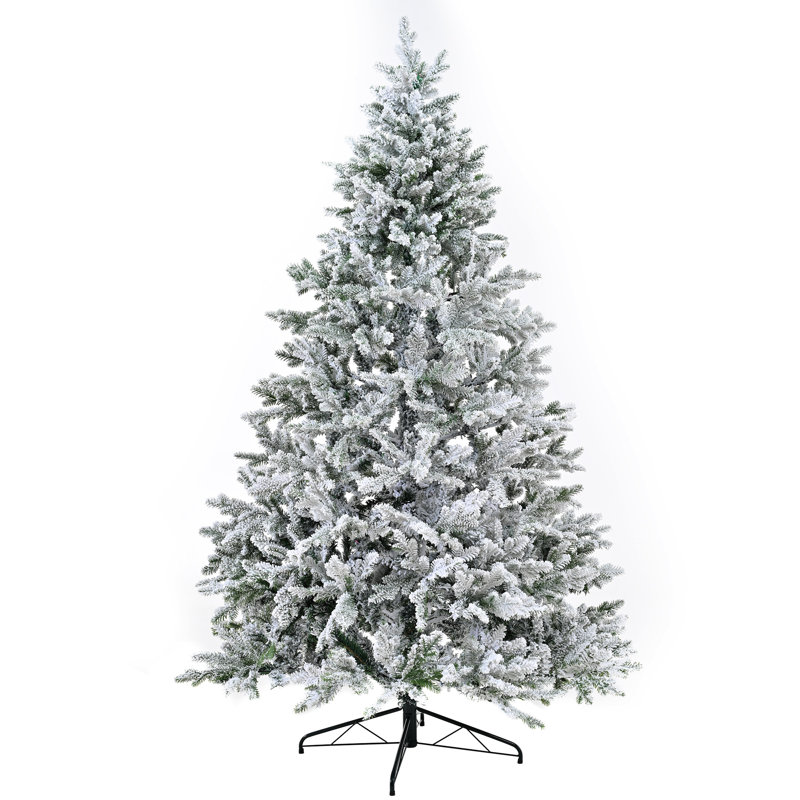 Arbre de Noël artificiel enneigé Premium 7 pi avec base en métal