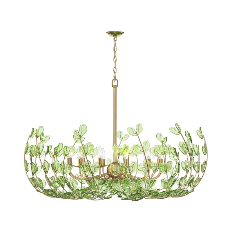 Lustre en or doux 42 po Terel, Vert