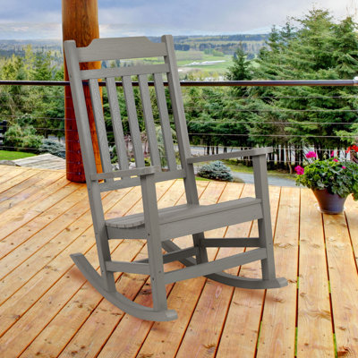 Neufmann Outdoor Patio All-Weather Poly Resin Wood Rocking Chair
