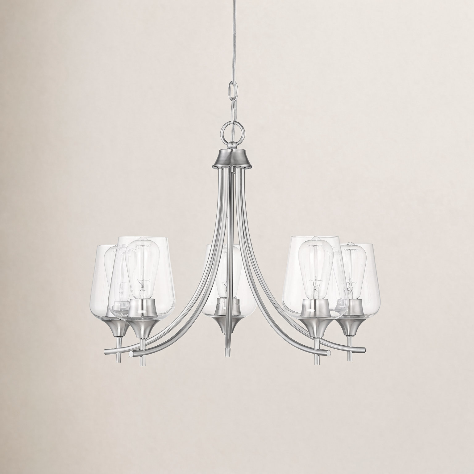 Breena 5-Light Chandelier, Satin Nickel, Clear