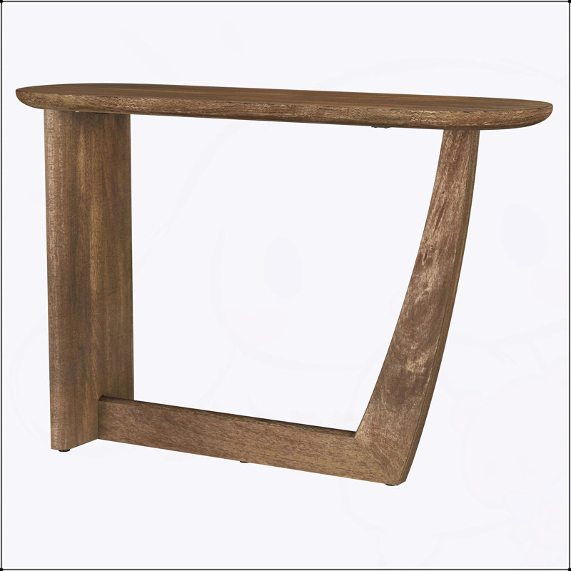 Console d'entrée en bois de manguier massif brun Alamitos avec pieds en forme de L uniques pour les intérieurs modernes
