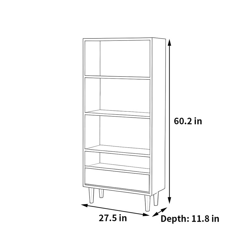 Leithgow, (3 Shelves) 60.2"H x 27.5"W x 11.8"D