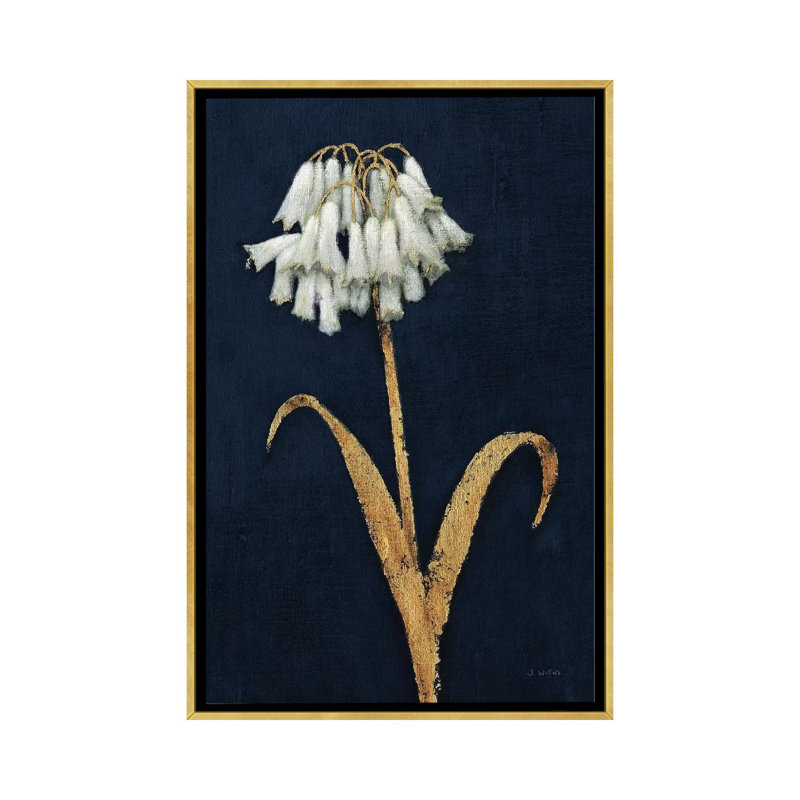 «Shimmering Summer II Indigo Crop» par James Wiens - Toile tendue, H 40 po x l 26 po x P 1,5 po, Toile avec cadre flottant or