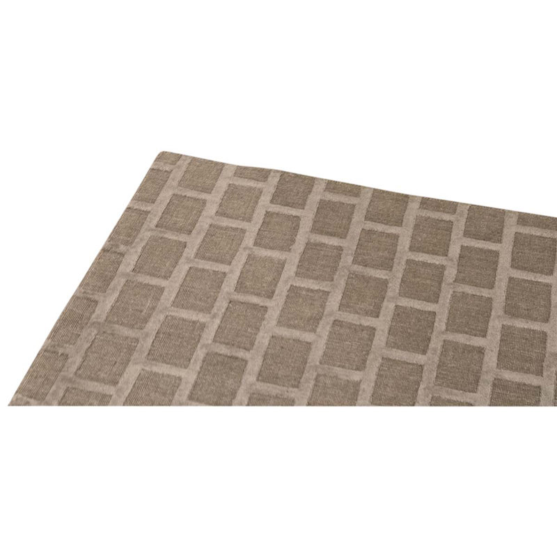 Tapis brun en laine noué à la main de conception unique 8 pi x 10 pi 1 po