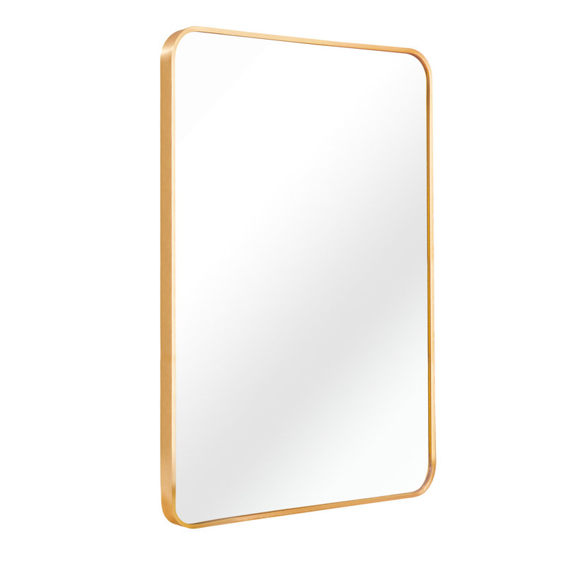 Miroir mural doré de 22 po x 30 po pour décoration de salle de bain - verre de 4 mm de hauteur, cadre principal rouille et remplissage en aluminium