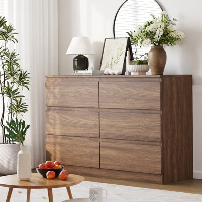 Commode moderne 47,2 po en bois avec 6 tiroirs