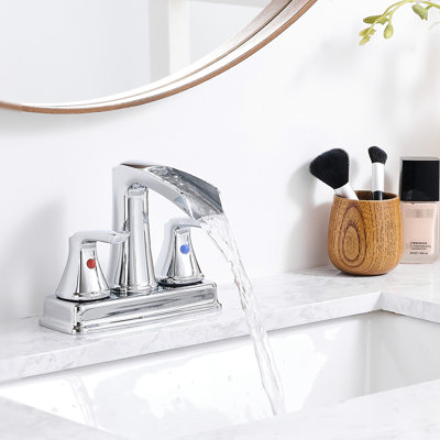 Robinet cascade pour salle de bain 4 pouces, 2 poignées, rotation à 360 degrés, 3 trous, pour lavabo, gain de temps, sortie pivotante, design moderne.