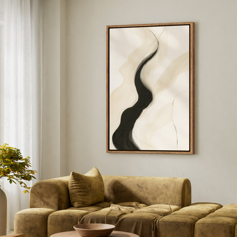 Art mural encadré, impressions murales abstraites rétro pour chambre à coucher - 24 po x 36 po, Naturel