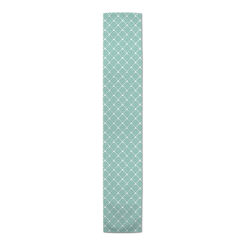 Chemin de table géométrique, 72 po x 16 po, Bleu sarcelle