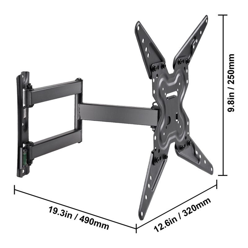 Black Carbon Steel Full Motion Wall TV Mount for 26-55 inch TVs