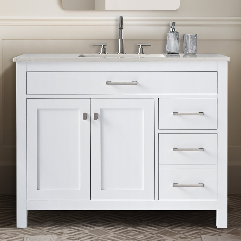 Trevor 42" W Single Vanity, White/Brushed Nickel