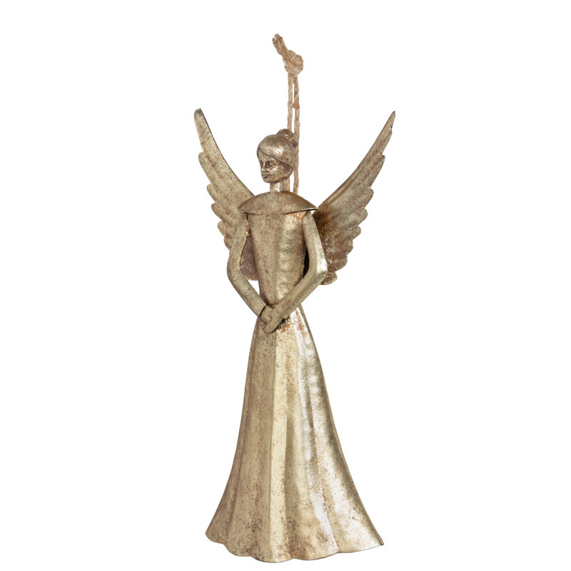Ange cloche de fer, H 14 po, 14"h