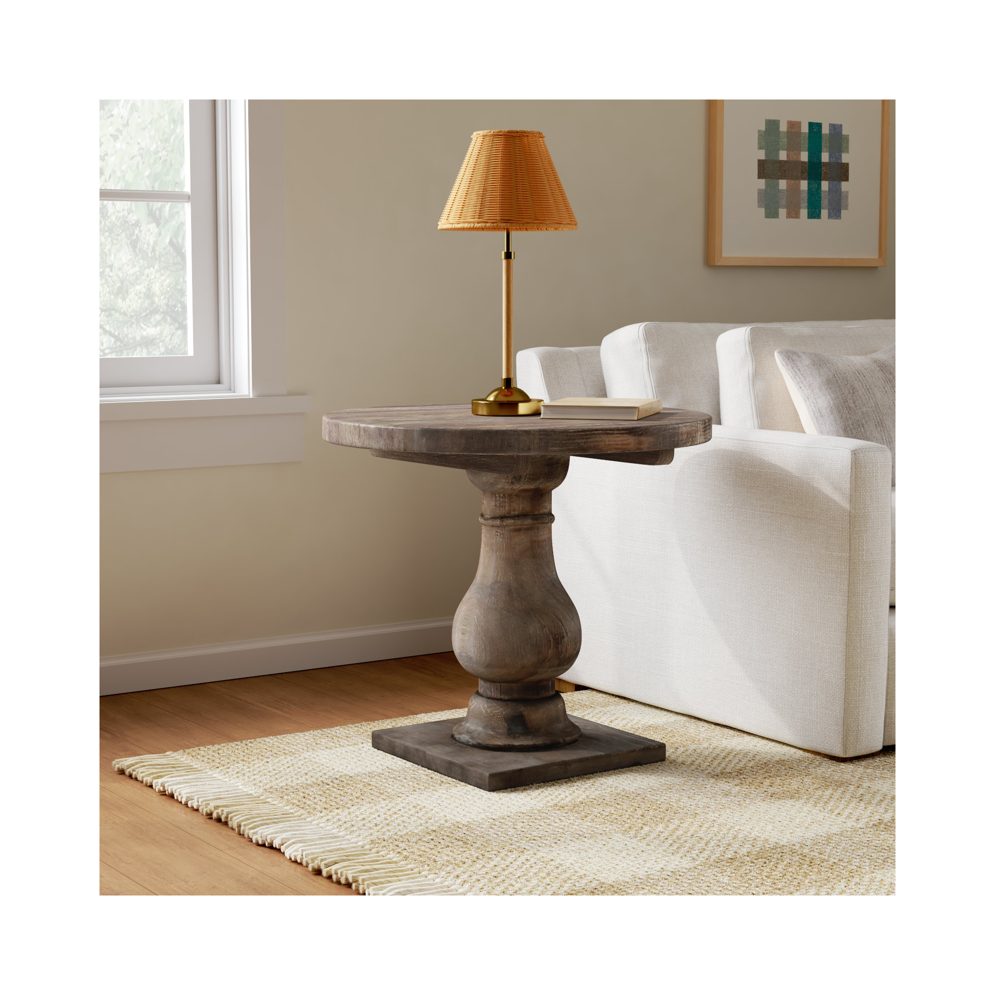 Farrer Solid Wood End Table, Rustic Brown