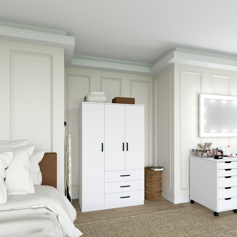Armoire moderne blanche avec nombreuses tablettes, 35,4 x 68,9 x 18,5 pouces | 100% panneau de particules enduit de mélamine, 0,7 pouce d'épaisseur | Conception murale, solution de rangement élégante pour toute chambre ou espace