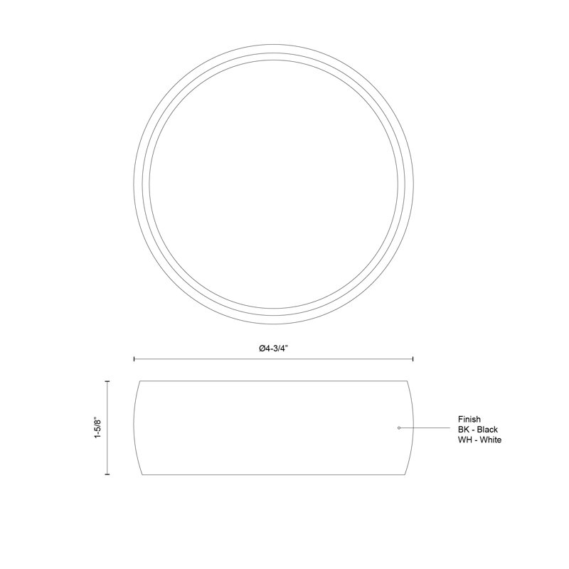 Savile 1 - Light LED Flush Mount, Black, 1.63"H x 4.75"W x 4.75"D