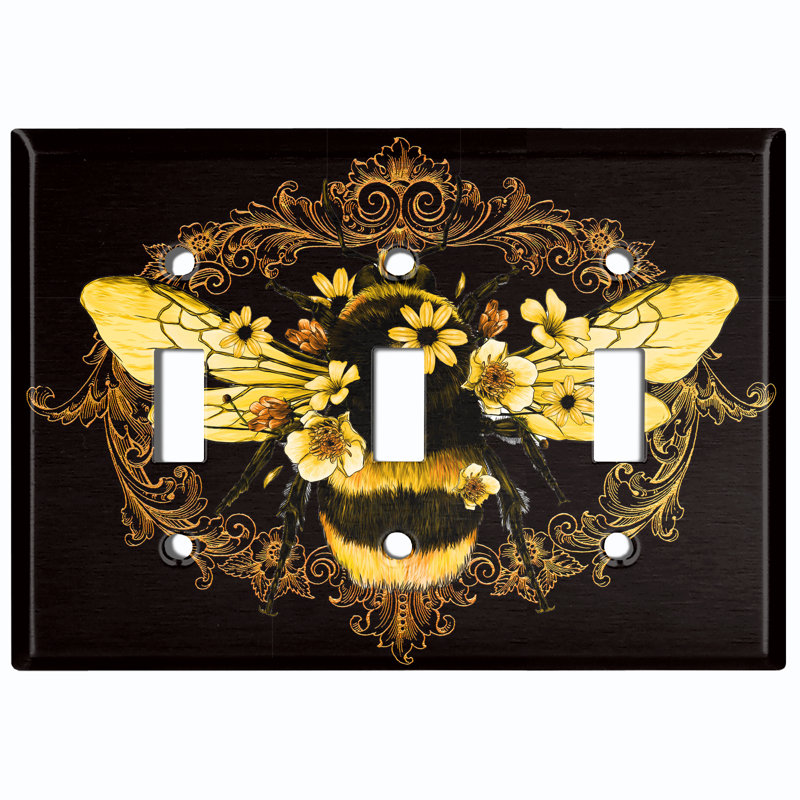 Patterned 3 - Gang Toggle Light Switch Standard Wall Plate