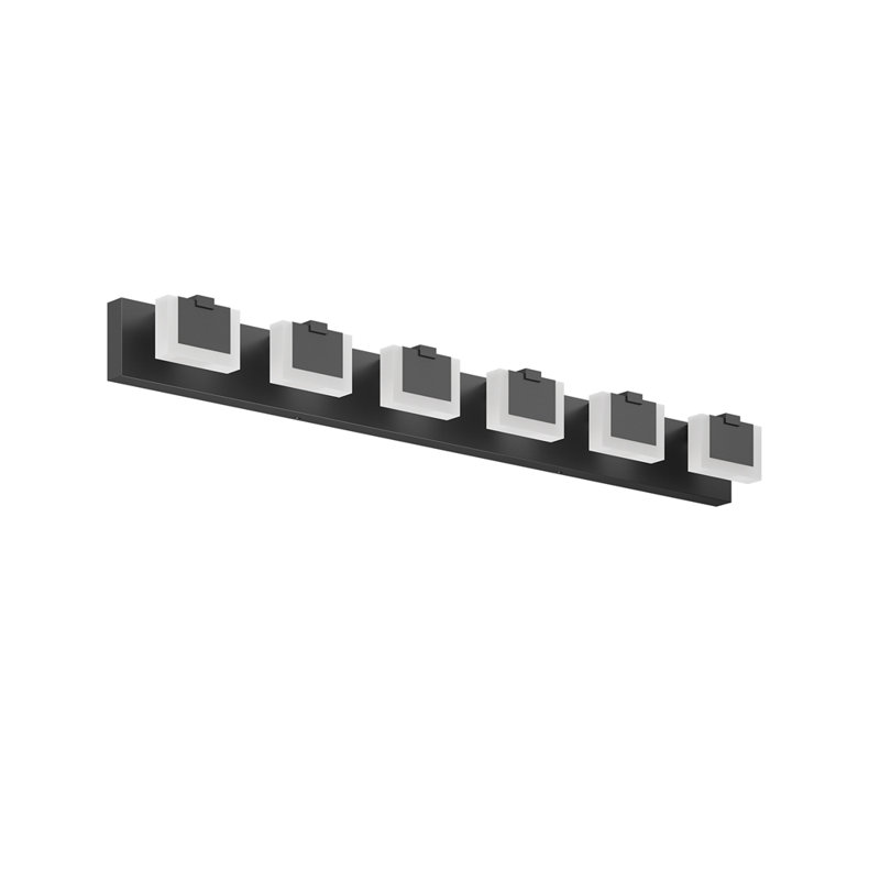 Éclairage pour meuble-lavabo moderne à 6 lumières DEL noir mat en acrylique