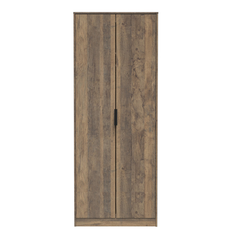 Fully Assembled 2 Door Wardrobe, 197cm H x 74cm W x 53cm D, Vintage Oak