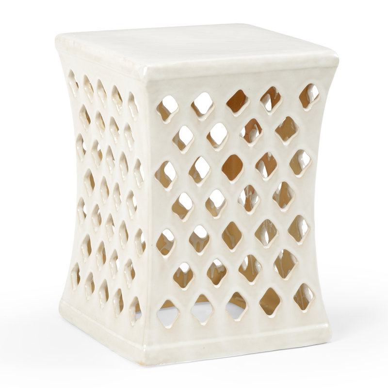 Merideth Garden Stool, White