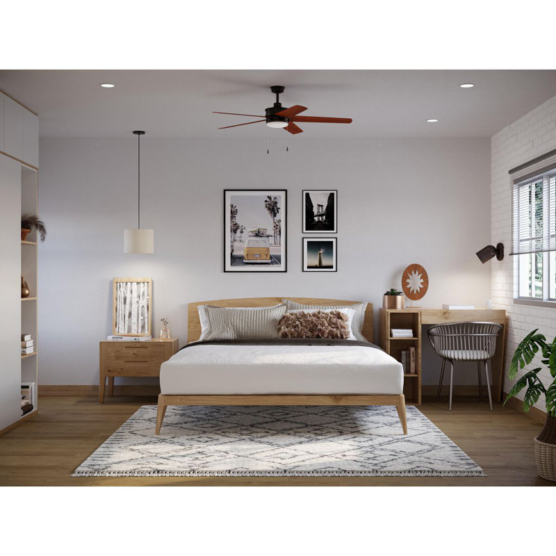 Whirl 60'' Ceiling Fan with LED Lights, Antique Bronze with Walnut Blades
