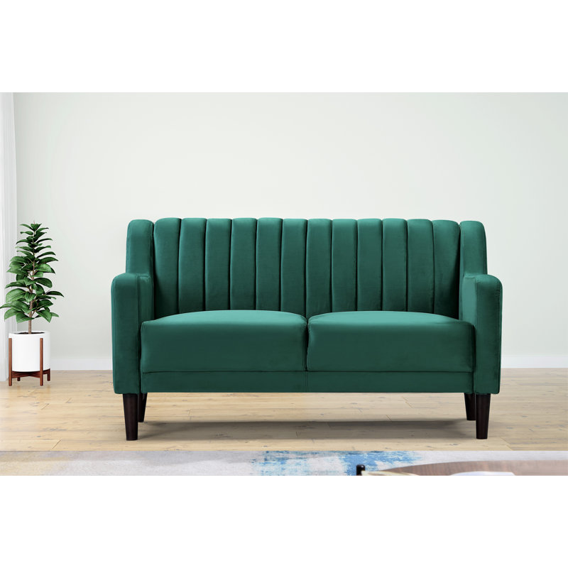 Holtzclaw 57.5'' Velvet Loveseat, Green