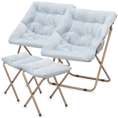 Ariadnna Saucer Chair Folding Accent Moon Chair with Metal Frame Cozy Lounge Chair for Living Room