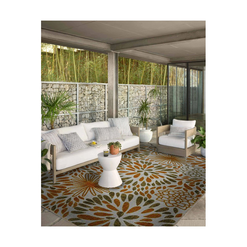 Tapis lavable décoratif moderne à motif de feuilles et de fleurs à thème orange