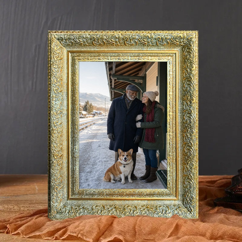 Antique Gold 1PC 8" x 10" Decorative Picture Frame with Classic Rectangular Shape