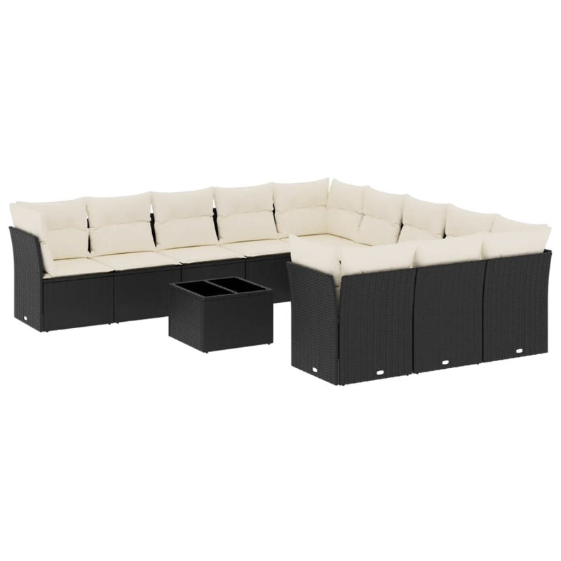 Ensemble de canapé de jardin en rotin PE noir