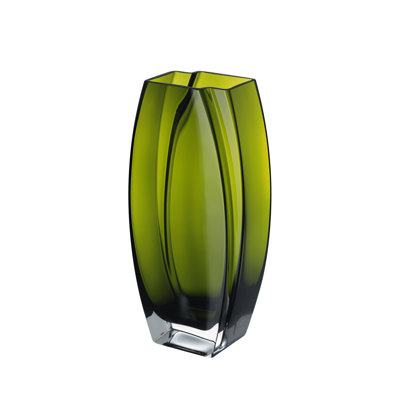 Glass - Vase - Green - 12" -Height - Precision - Made in Europe - by Barski