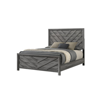 Lit simple de style moderne Denver fabriqué en bois en gris (NJ Inventory)