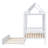 Twin Size Wood House Bed with Twin Trundle, Rustic Wooden Daybed, Crisp White