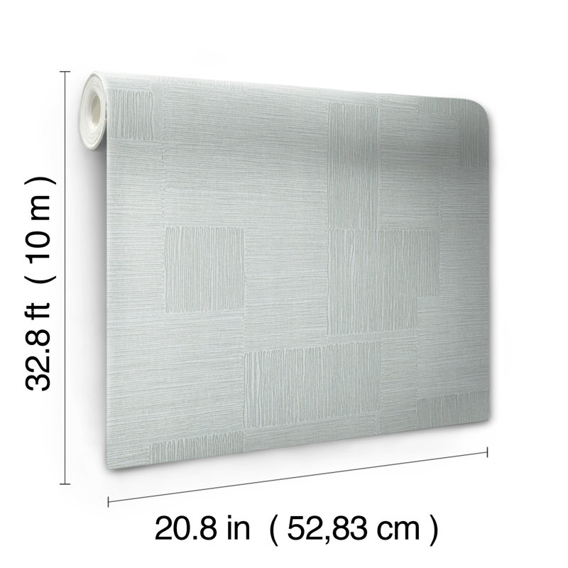 Geometric Metallic Wallpaper Roll, Sky Blue