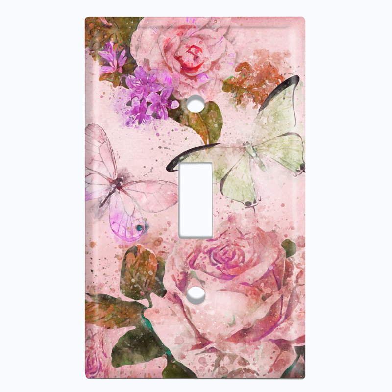 Patterned 1 - Gang Toggle Light Switch Standard Wall Plate, Pink